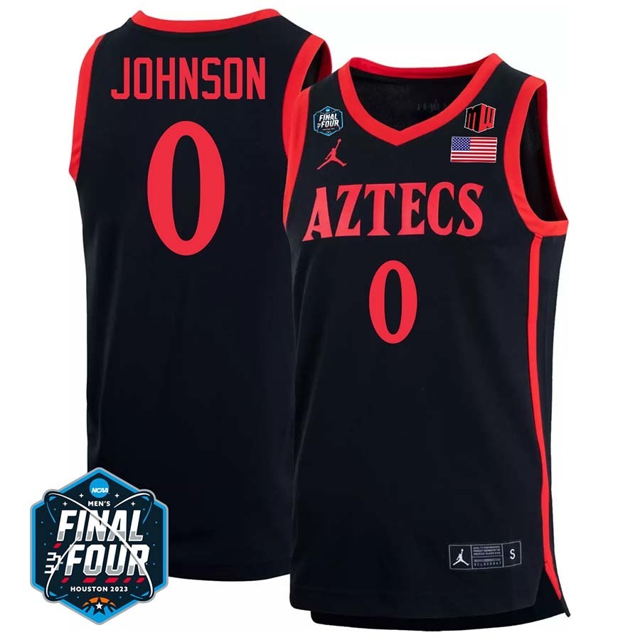 San Diego State #0 Keshad Johnson 2023 Final Four College Basketball Limited Jersey – Black