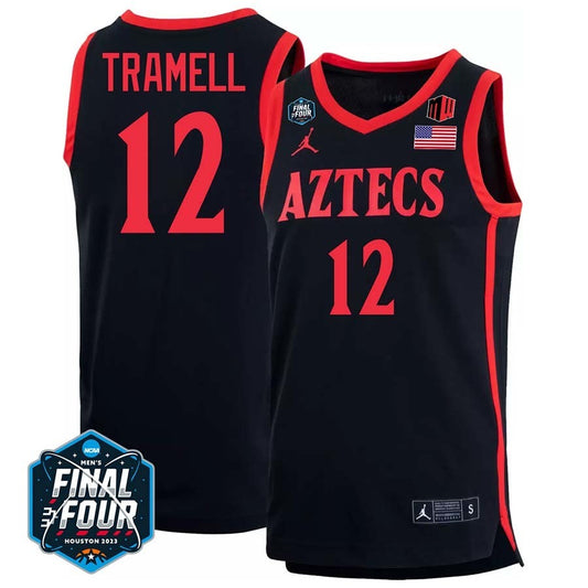 San Diego State #12 Darrion Tramell 2023 Final Four College Basketball Limited Jersey – Black