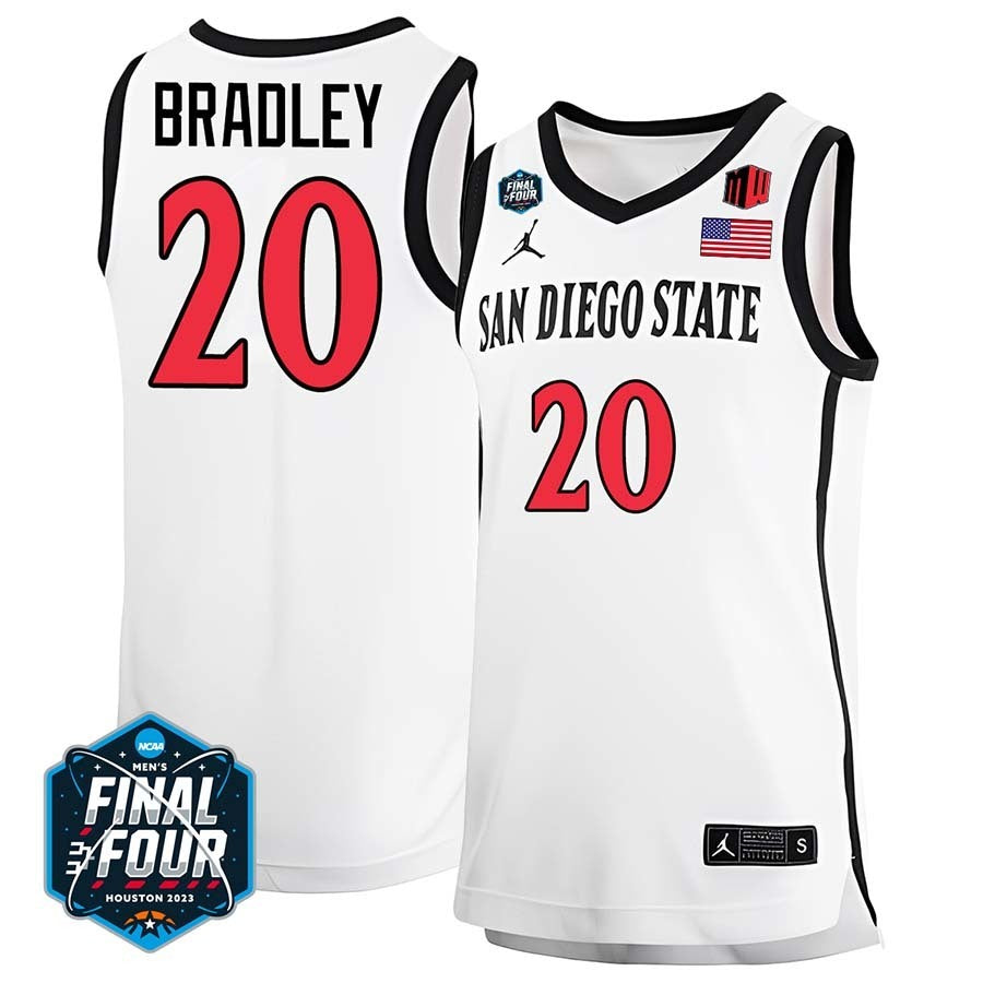 San Diego State #20 Matt Bradley 2023 Final Four College Basketball Limited Jersey – White