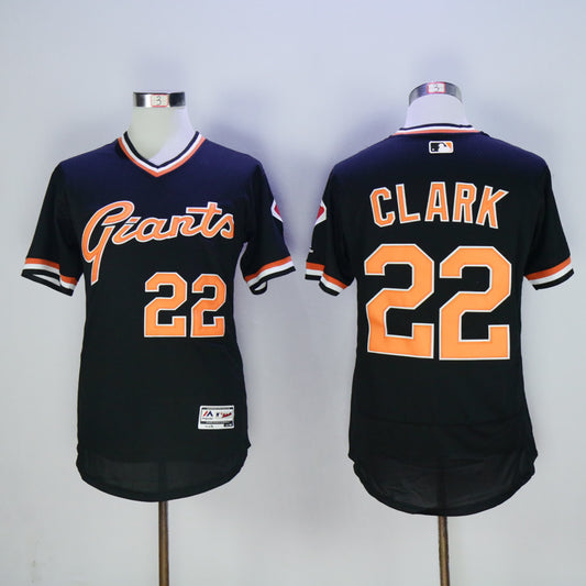 San Francisco Giants #22 Will Clark Giants 22 Black Retro Pullover 2016 Player Version