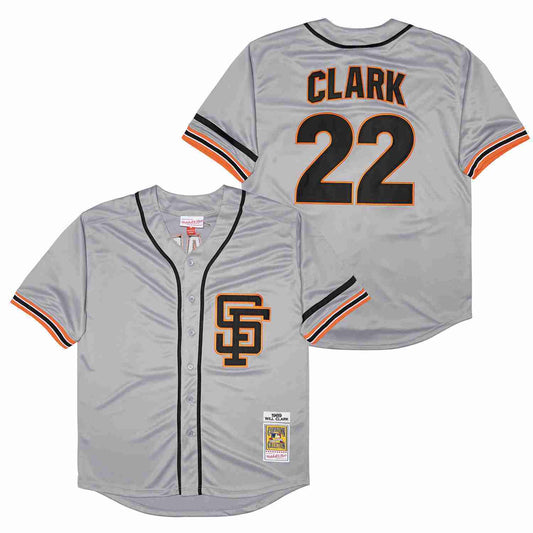 San Francisco Giants #22 Will Clark Giants 22 Gray 1989 Retro