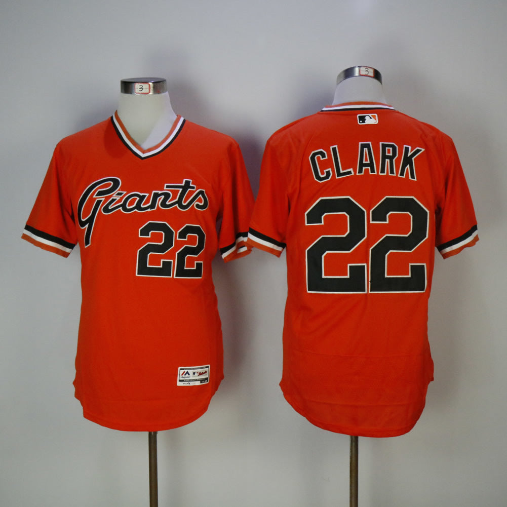 San Francisco Giants #22 Will Clark Giants 22 Orange Elite New