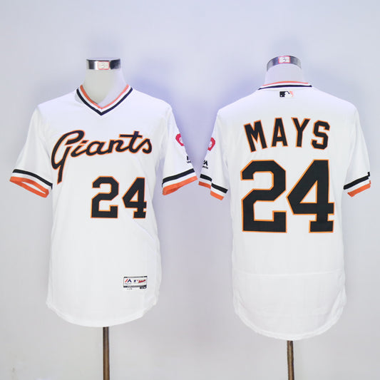 San Francisco Giants #24 Willie Mays Giants 24 White Retro 2016 Player Version