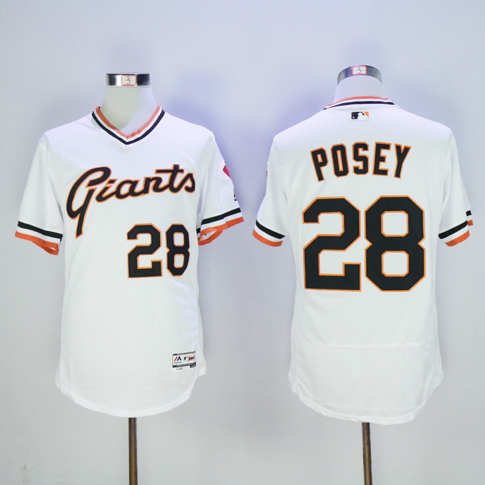 San Francisco Giants #28 Buster Posey Giants 28 White Retro 2016 Player Version
