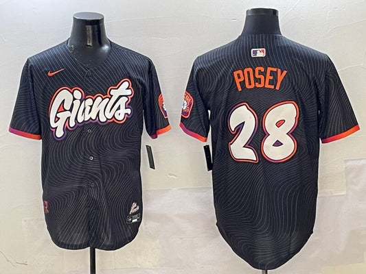 San Francisco Giants #28 Buster Posey Giants Black V2 Collaboration Style 2