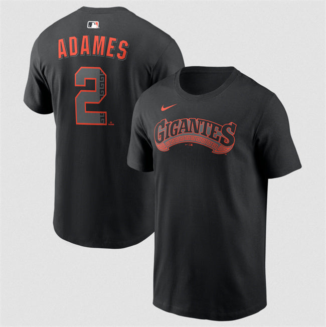 San Francisco Giants #2 Willy Adames Black Alternate Name & Number T-Shirt
