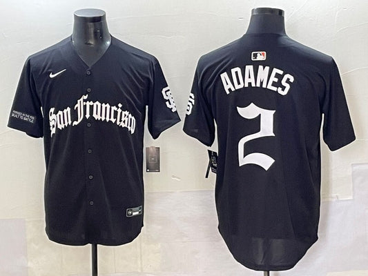 San Francisco Giants #2 Willy Adames Giants Black 5 Collaboration Style 2