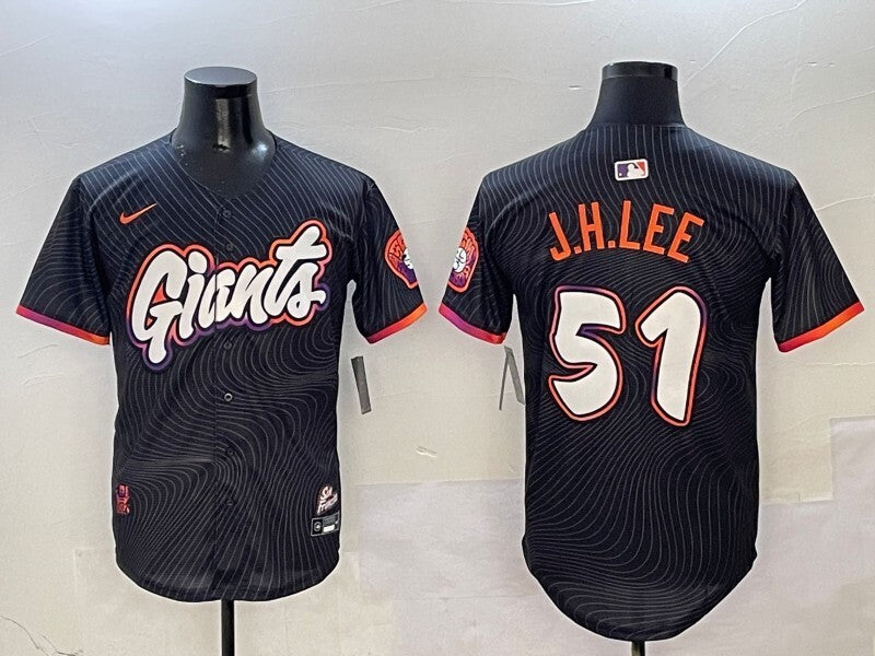 San Francisco Giants #51 Jung Hoo Lee Giants Black V2 Collaboration Style 3
