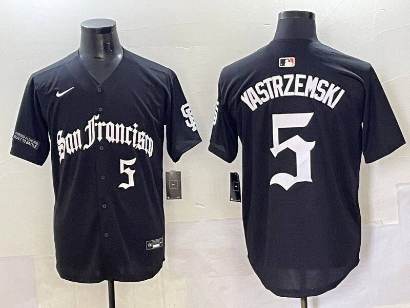 San Francisco Giants #5 Mike Yastrzemski Giants Black 5 Collaboration Style 1