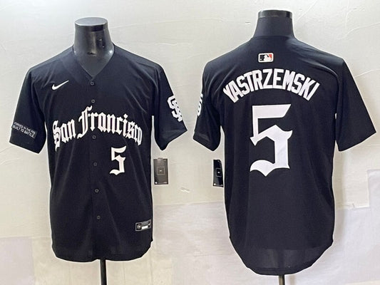 San Francisco Giants #5 Mike Yastrzemski Giants Black 5 Collaboration Style 1