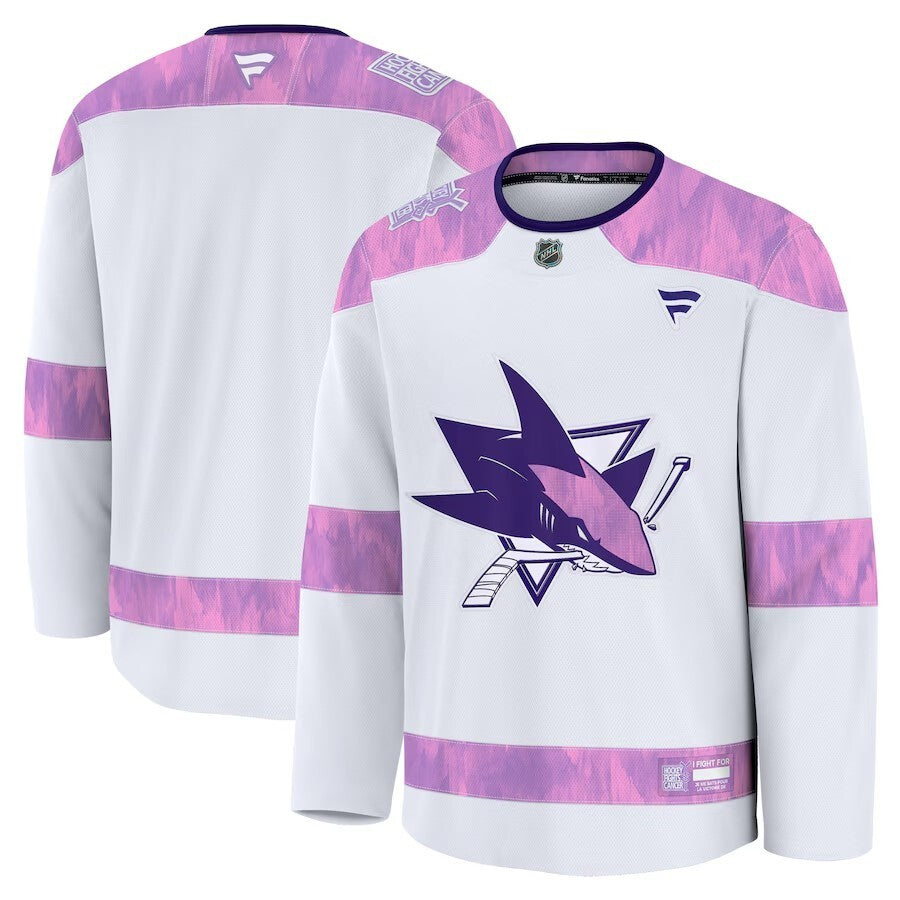 San Jose Sharks 2024 Hockey Fights Cancer Practice Jersey - White