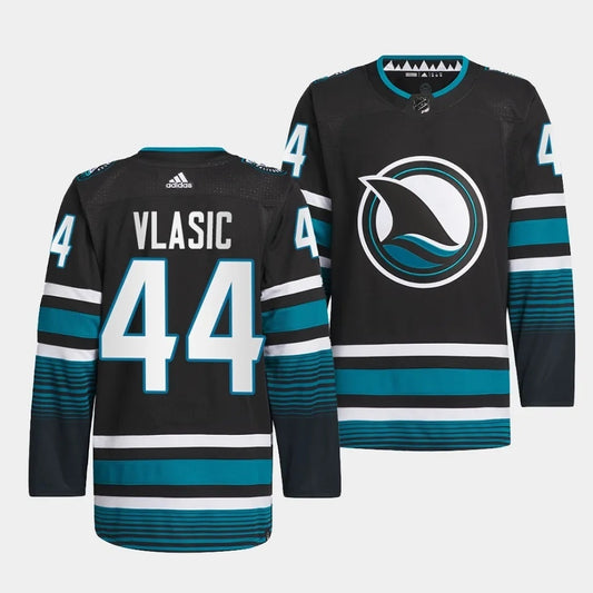 San Jose Sharks #44 Marc-Edouard Vlasic 2023-24 Cali Fin 3rd Alternate Jersey Style 2