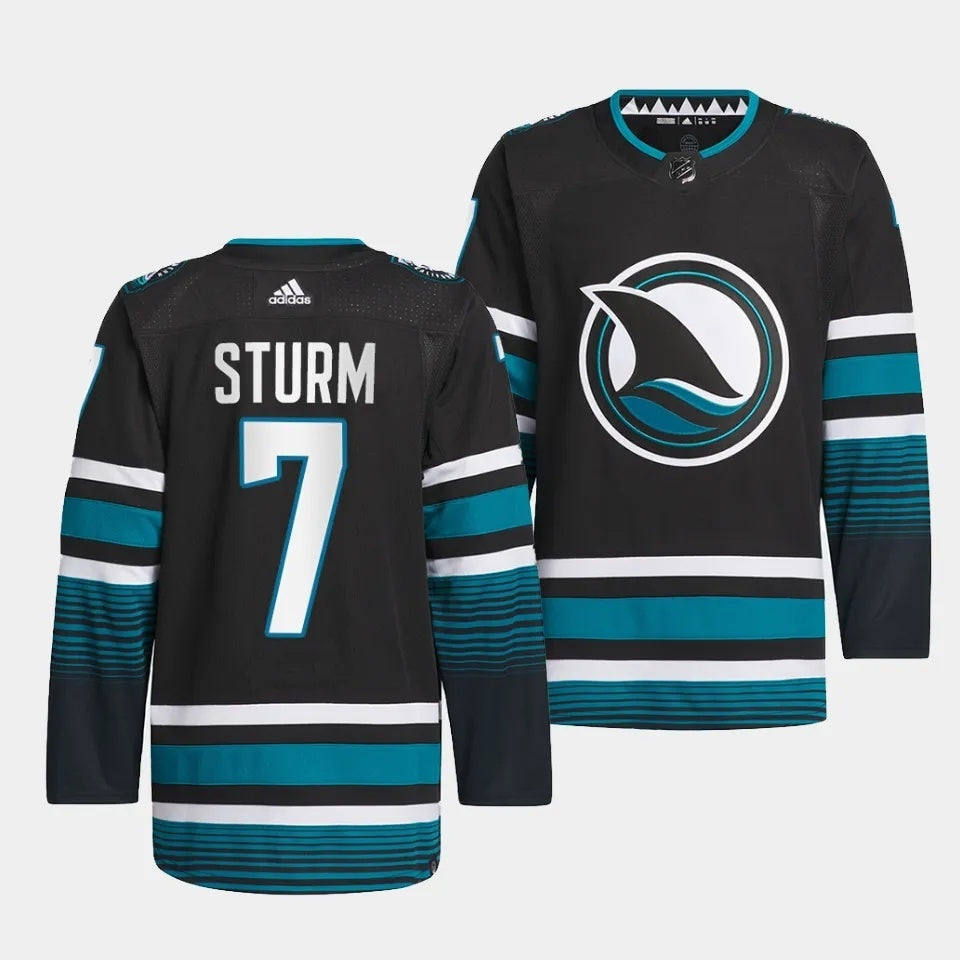San Jose Sharks #7 Nico Sturm 2023-24 Cali Fin 3rd Alternate Jersey