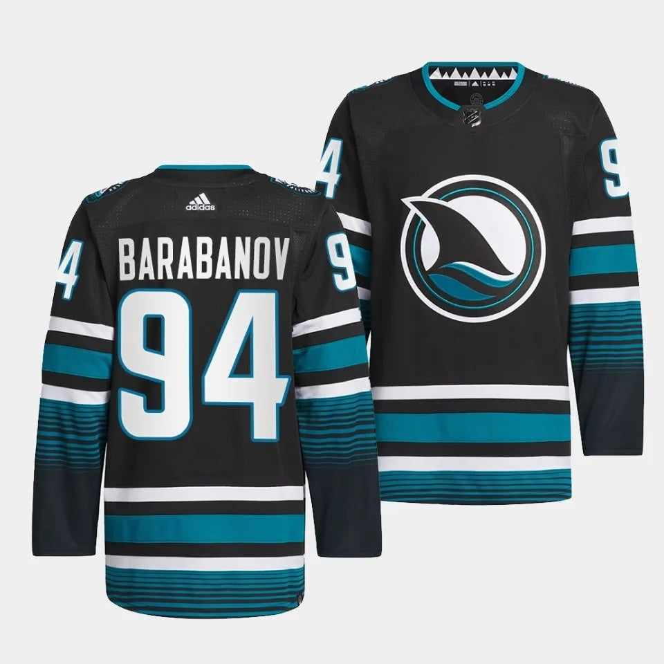 San Jose Sharks #94 Alexander Barabanov 2023-24 Cali Fin 3rd Alternate Jersey