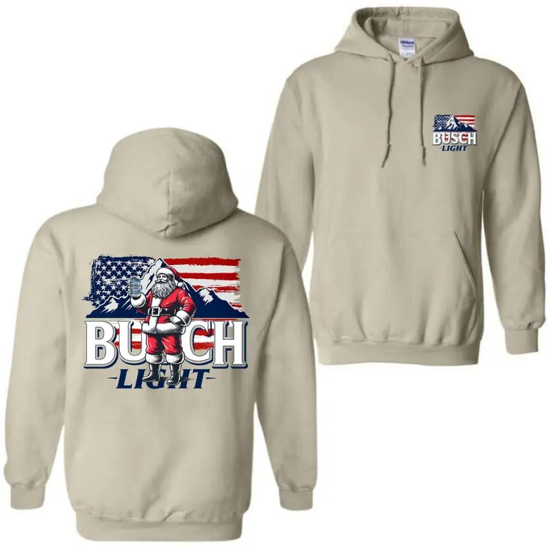 Santa Busch Light Christmas Flag USA Busch Light Hoodie, Sweatshirt And Tee, Busch Light Santa Shirt, Funny Shirt - 100% Cotton - Classic