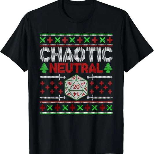 Santa Chaotic Neutral Christmas D20 Ugly Tabletop Sweater T-Shirt Hoodie, Sweatshirt | InkThreadWorks.com
