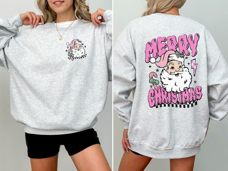 Santa Claus & Merry Christmas Sweatshirt T-Shirts, Hoodie | InkThreadWorks.com