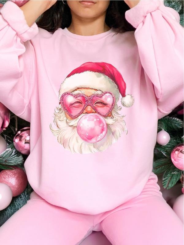 Santa Claus Bubblegum Sweatshirt, Christmas Sweatshirt, Thanksgiving Sweatshirt, Unisex Apparel Relaxed Fit Printed In...