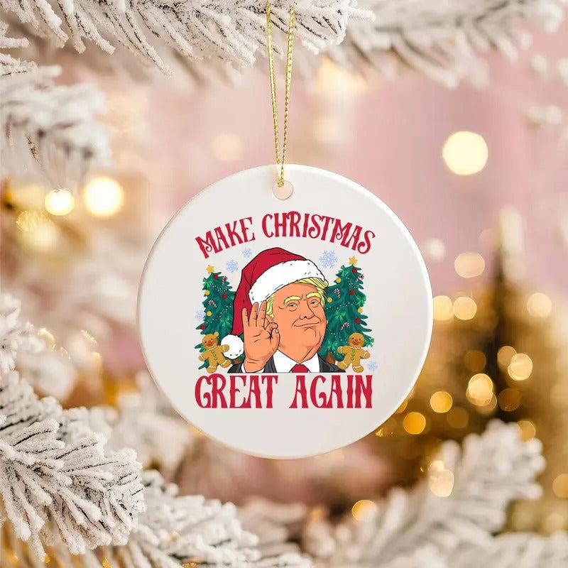 Santa Trump Christmas Make Christmas Great Again Ornament, Trump Christmas Ornament, Political Trends, Trump 2024 Gifts,...
