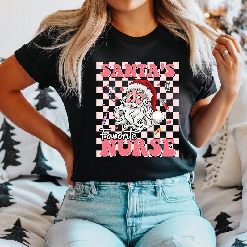 Santa's Favorite Nurse Shirt, Christmas Shirt, Nurse Xmas Gift Tee, Nursing School Xmas Tee, Nurse Student Holiday Tee....