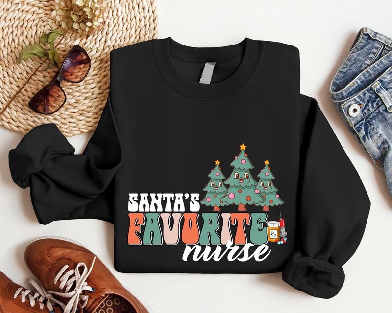 Santa's Favorite Nurse Sweatshirt, Christmas Nurse Sweater, Nurse Appreciation, Nurse Student Christmas Gift, Nursing...
