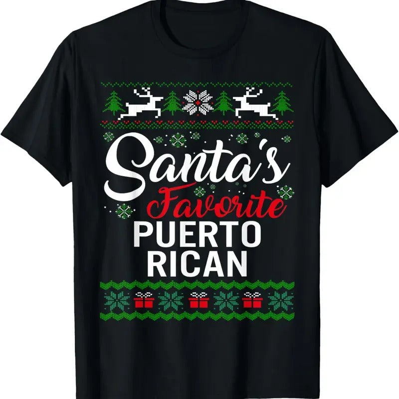 Santa's Favorite Puerto Rican Christmas Ugly Sweater family T-Shirt Hoodie, Sweatshirt | InkThreadWorks.com