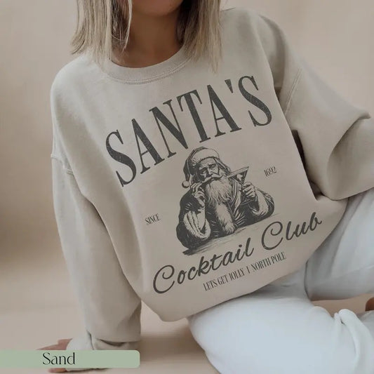 Santas Cocktail Club Christmas Sweatshirt Funny Christmas Sweater Espresso Martini Dirty Martini Christmas Crewneck...