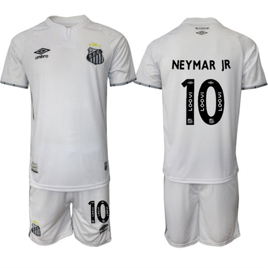 Santos F.C. #10 Neymar Jr 25 26 White Home Soccer Jersey Suit