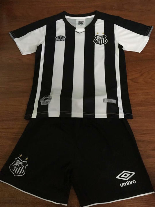 Santos home black and white kids 19-20 season soccer jersey 1