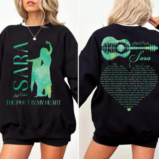Sara Song Lyric Stevie Nicks Tour Inspired 2025 Double Sided T-Shirt, Retro Music 90s Sweatshirt, Gift For Fans Hoodie