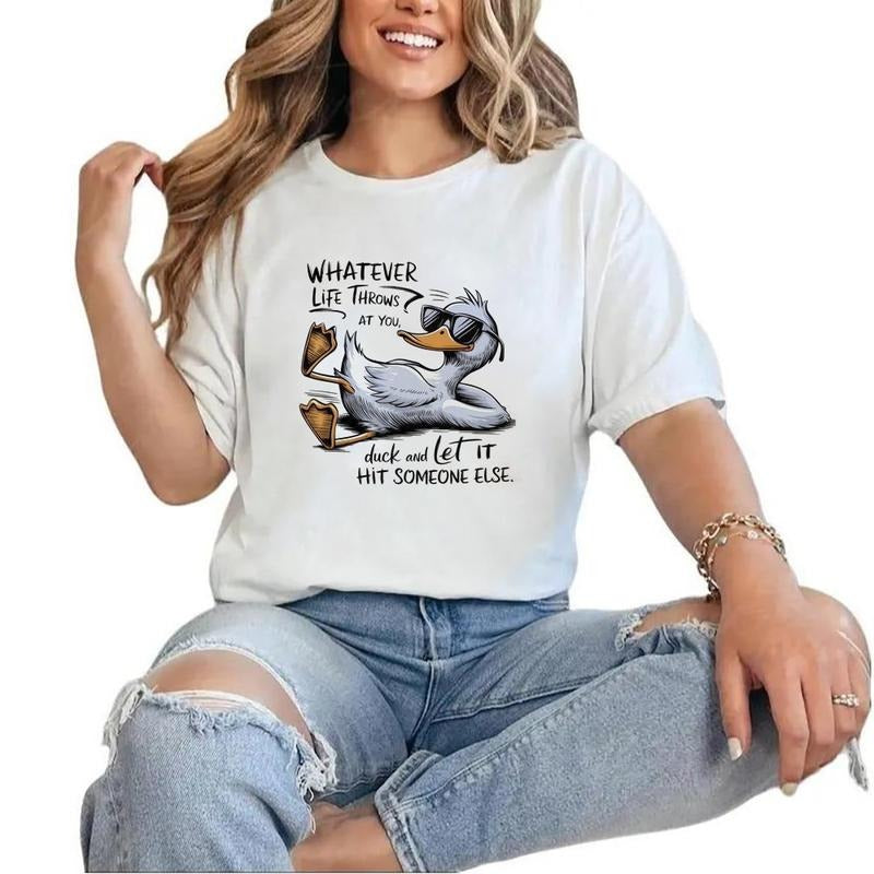 Sarcastic Duck Shirt, Gift for Duck Lover, Whatever Life Throws at You Sweatshirt, Funny Duck Meme Hoodie Unisex Cotton...