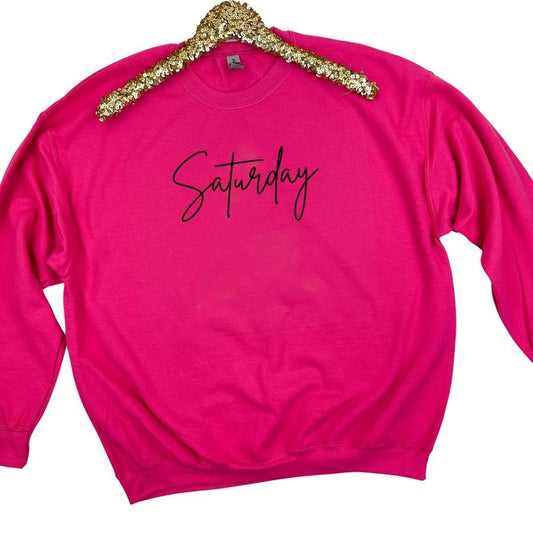 Saturday Cursive Sweatshirt 'NLB' T-Shirts, Hoodie | InkThreadWorks.com