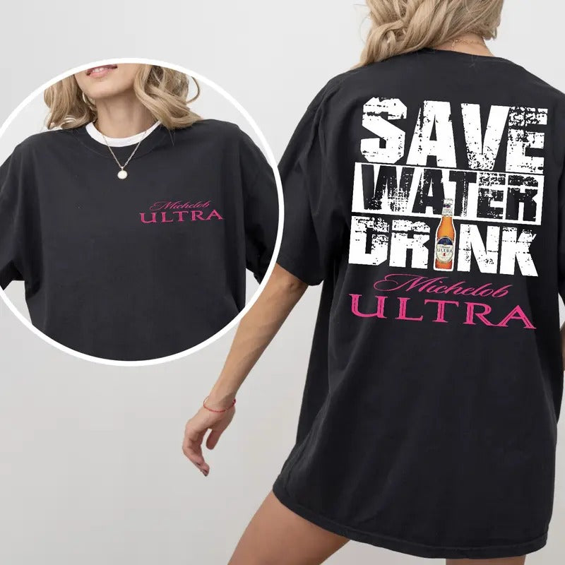 Save Water Drink Unisex Tshirt Casual Cotton Hoodie, Sweatshirt | InkThreadWorks.com