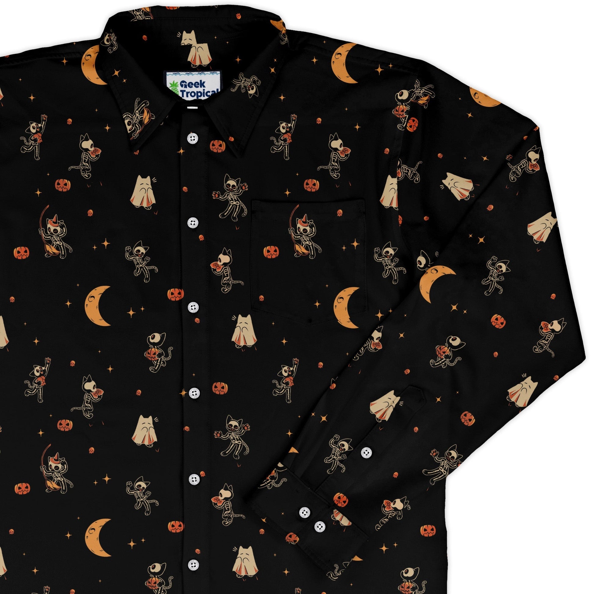Scaredy Cats Long Sleeve Button Up Shirt