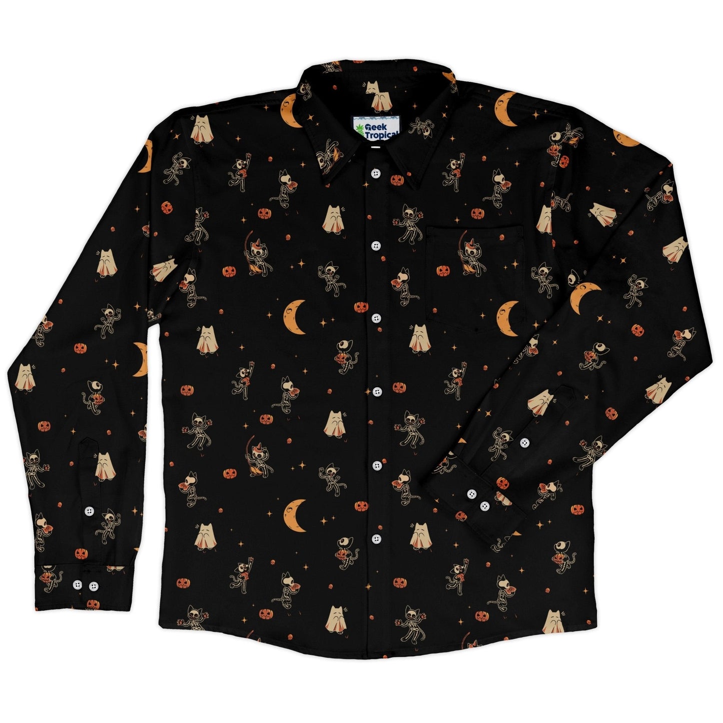 Scaredy Cats Long Sleeve Button Up Shirt