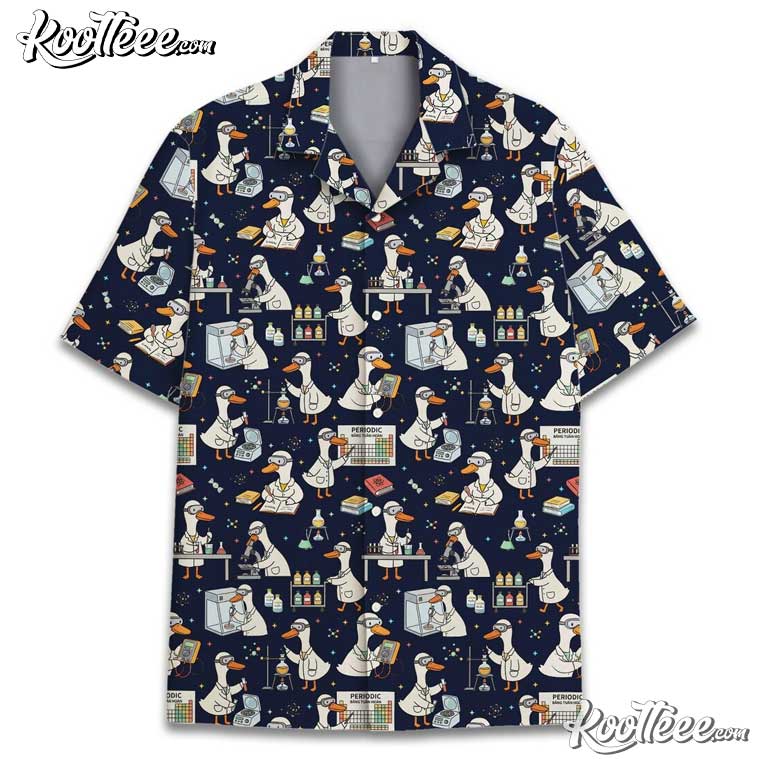 Science Teacher Goose Funny Chemistry Lab Aloha Hawaiian Shirt