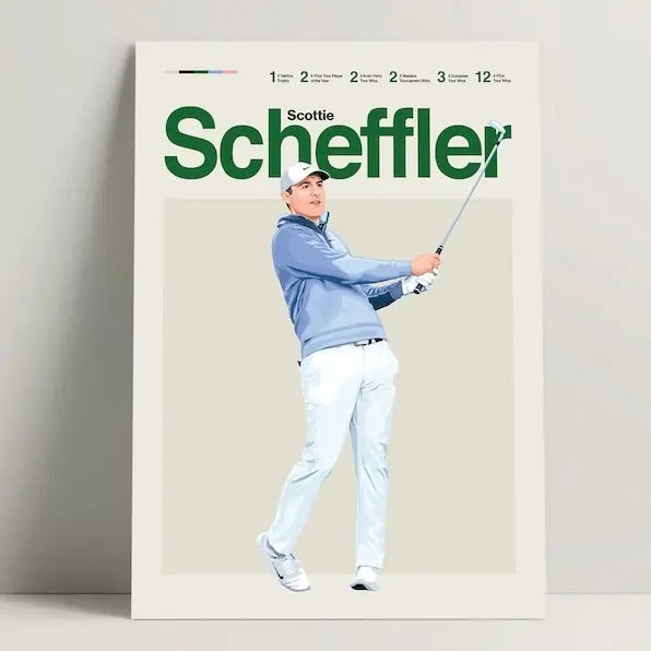 Scottie Scheffler Poster, Golf Poster, Modern Golf Print, Minimalist Golf Wall Art for Office, Golf Bedroom Decor, Golf Gift Ideas golf gifts for him