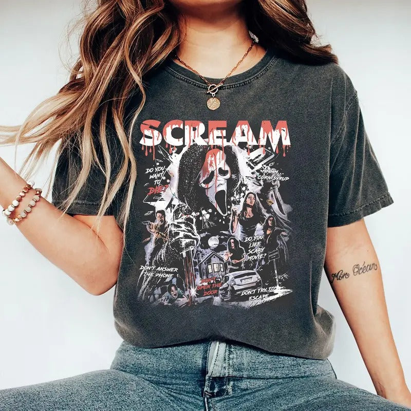 Scream Vintage Halloween Shirts, Halloween Shirts, Ghostface Shirts, Horror Movie Tee, Spooky Season Shirts, Halloween Party 2024 Shirts
