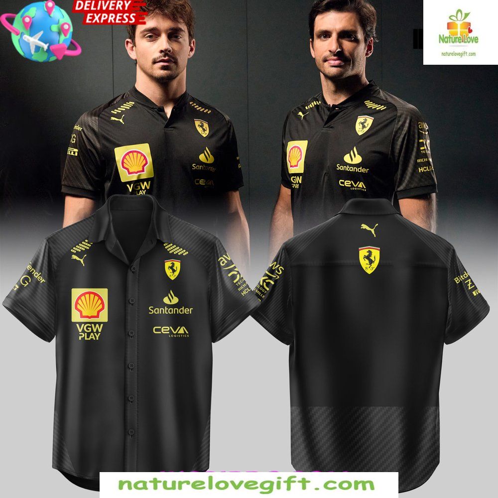 Scuderia Ferrari Italian GP 2026 Black Hawaiian Shirt