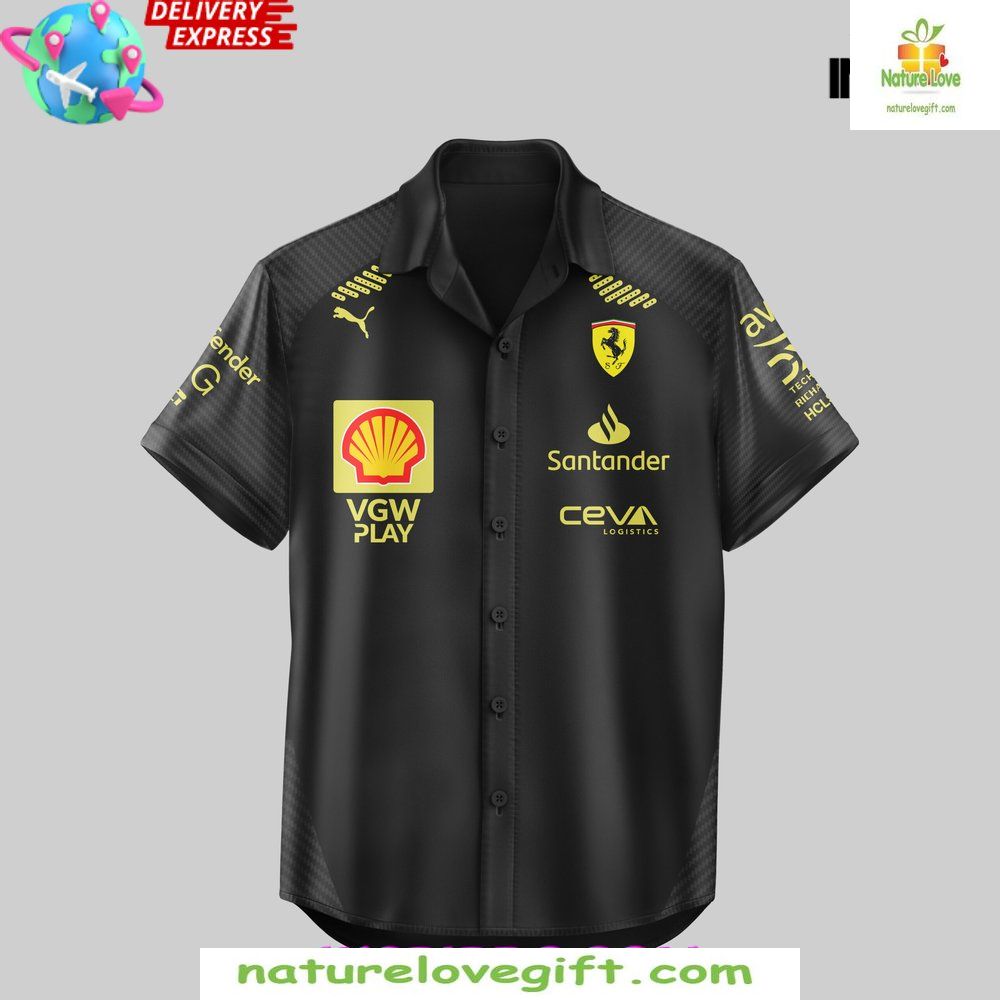 Scuderia Ferrari Italian GP 2026 Black Hawaiian Shirt