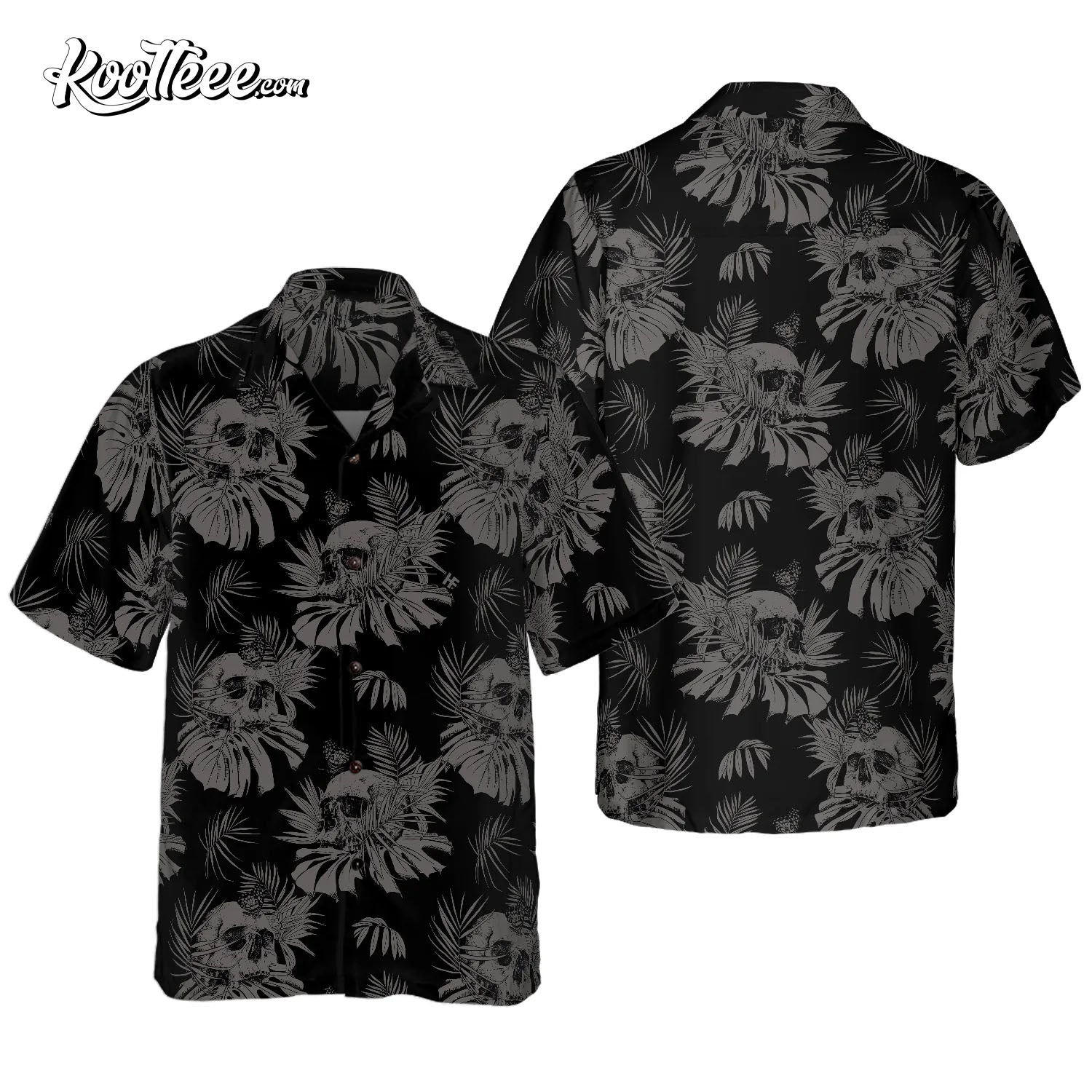 Seamless Gothic Skull With Butterfly Goth Hawaiian Shirt