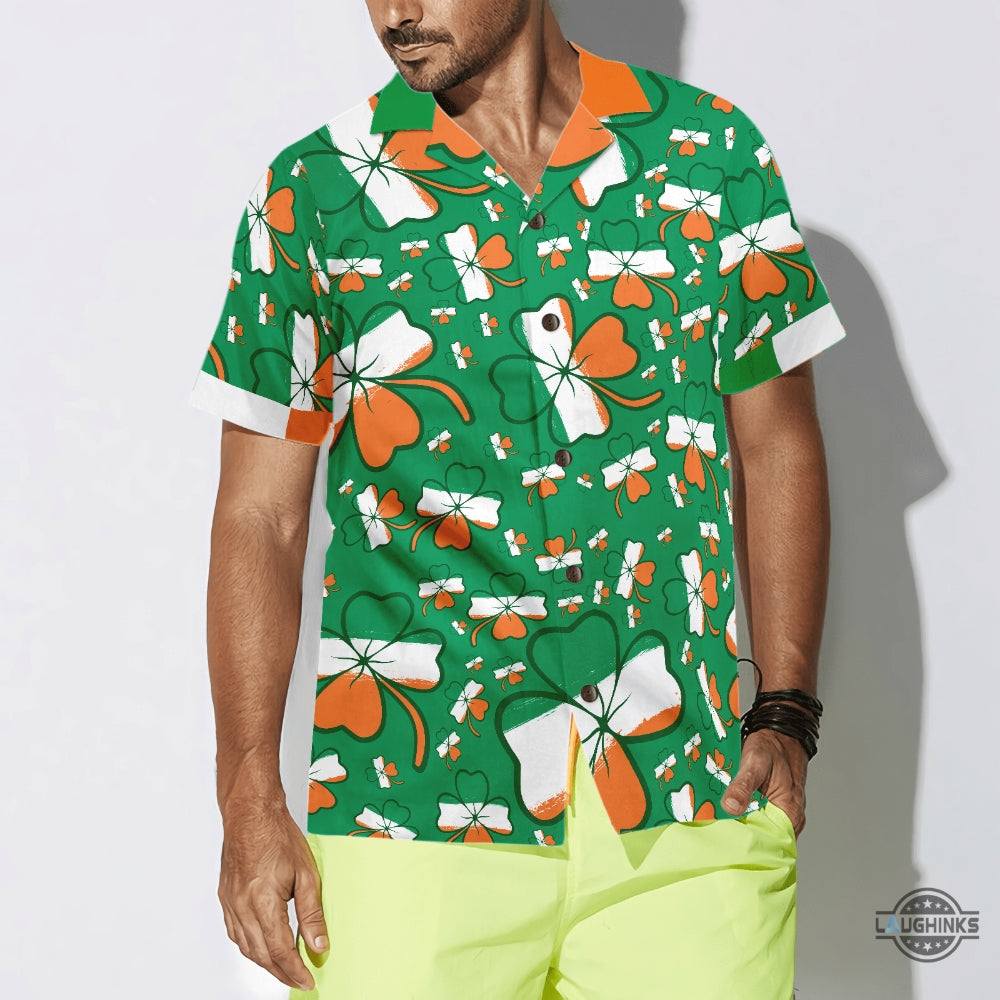 Seamless Ireland Styled Shamrock Saint Patricks Day Irish V3 Hawaiian Shirt Aloha Summer Beach Button Up Shirts And Shorts NEW