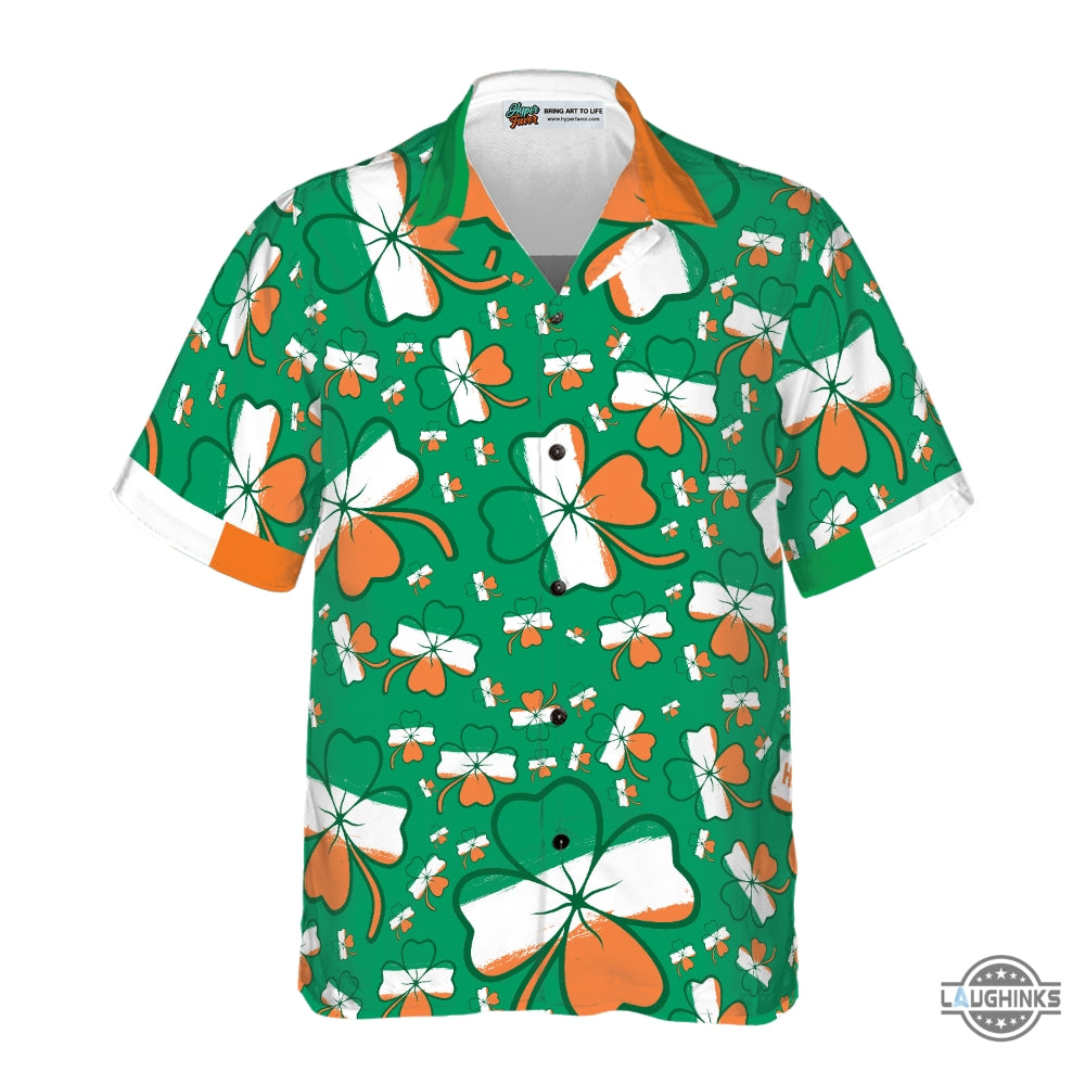 Seamless Ireland Styled Shamrock Saint Patricks Day Irish V3 Hawaiian Shirt Aloha Summer Beach Button Up Shirts And Shorts NEW