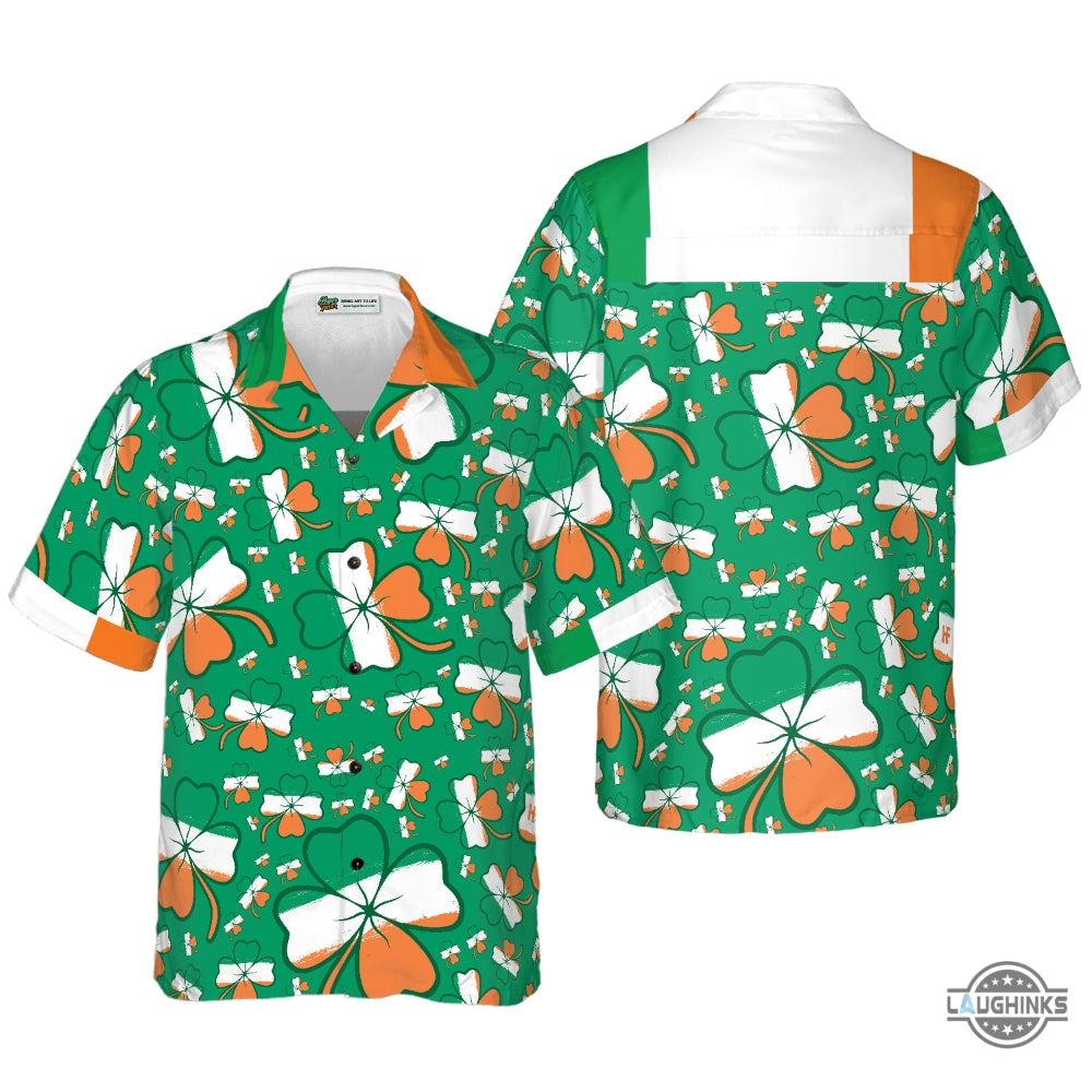 Seamless Ireland Styled Shamrock Saint Patricks Day Irish V3 Hawaiian Shirt Aloha Summer Beach Button Up Shirts And Shorts NEW