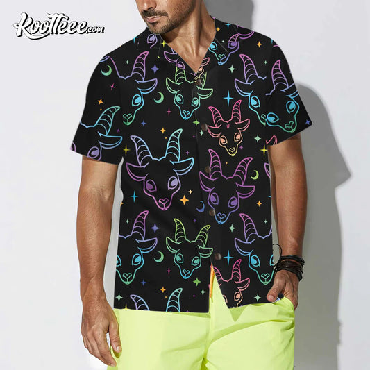 Seamless Multicolored Goat Heads Hawaiian Shirt