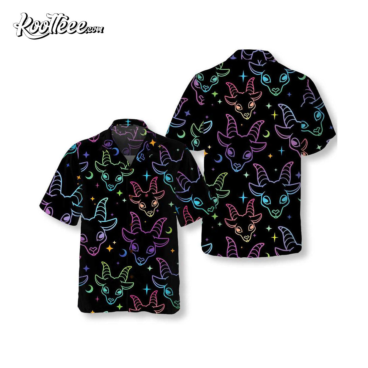 Seamless Multicolored Goat Heads Hawaiian Shirt