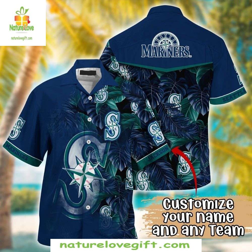 Seattle Mariners Hawaiian Shirt Custom Tropical Green Foliage MLB Apparel