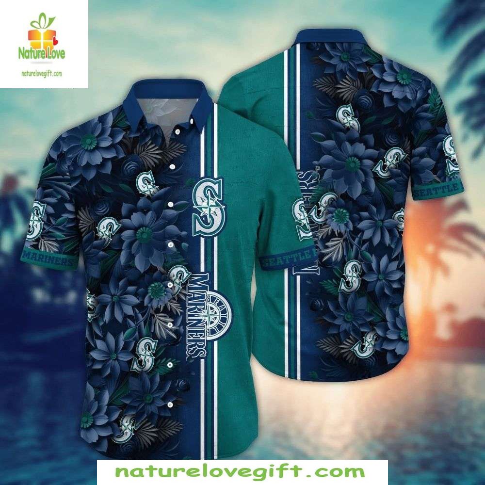 Seattle Mariners Hawaiian Shirt Floral Green Tropical Baseball Apparel