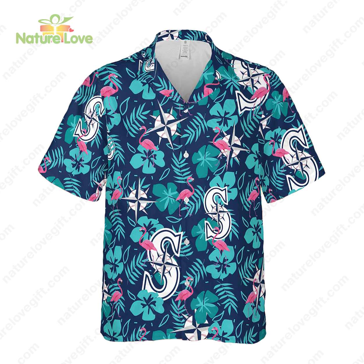 Seattle Mariners MLB Tropical Hibiscus Flamingo Hawaiian Shirt