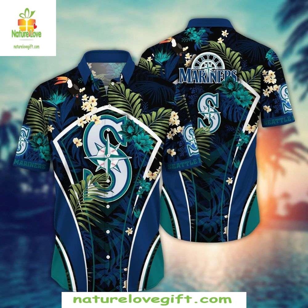 Seattle Mariners Hawaiian Shirt Midnight Floral Toucan Baseball Apparel